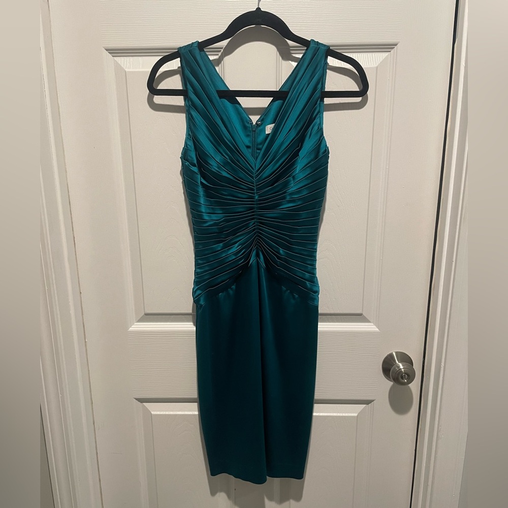 Calvin Klein Teal Gathered Midi Dress